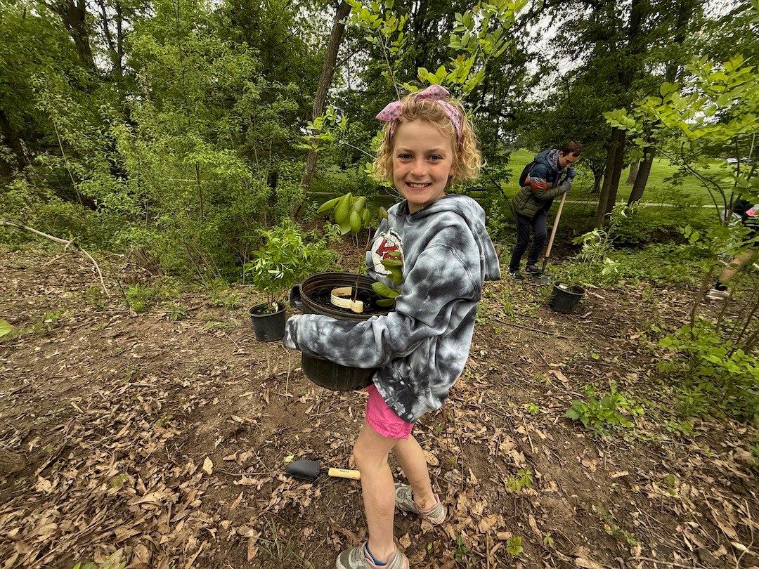 Girl planting a tree